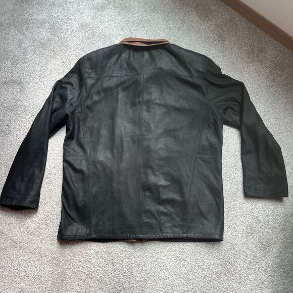 VTG Remy Soft Leather Jacket Double Collar, Black, Iridescent Lining, Mens Large - Picture 8 of 10